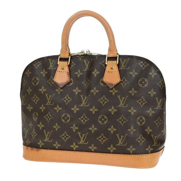 LOUIS VUITTON LV Logo Alma Hand Bag Monogram Leather Brown France - Picture 1 of 15